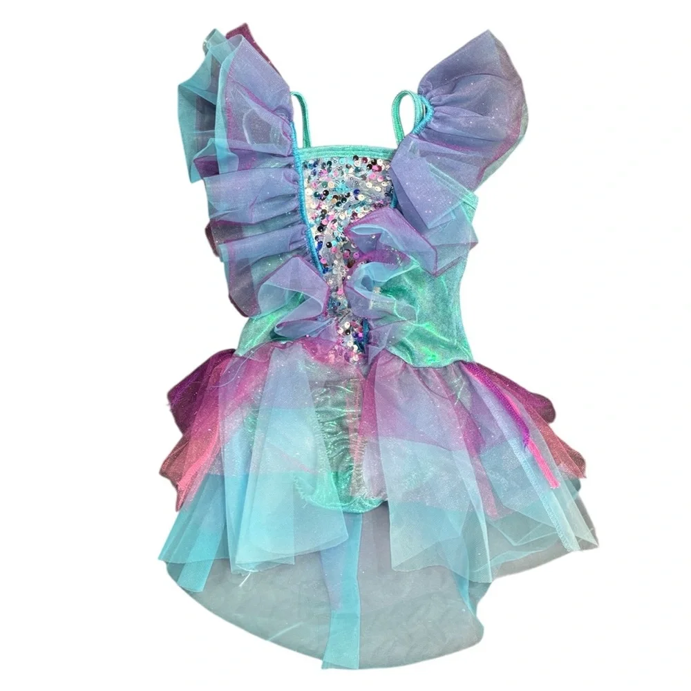 Curtain Call | Swim Little Fish Sparkling Blue Purple Dance Costume, CXS